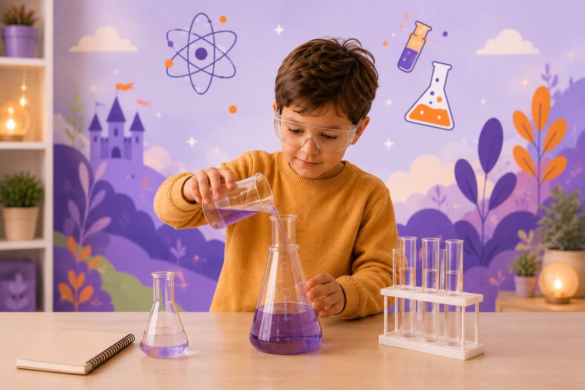 Niña realizando un experimento científico